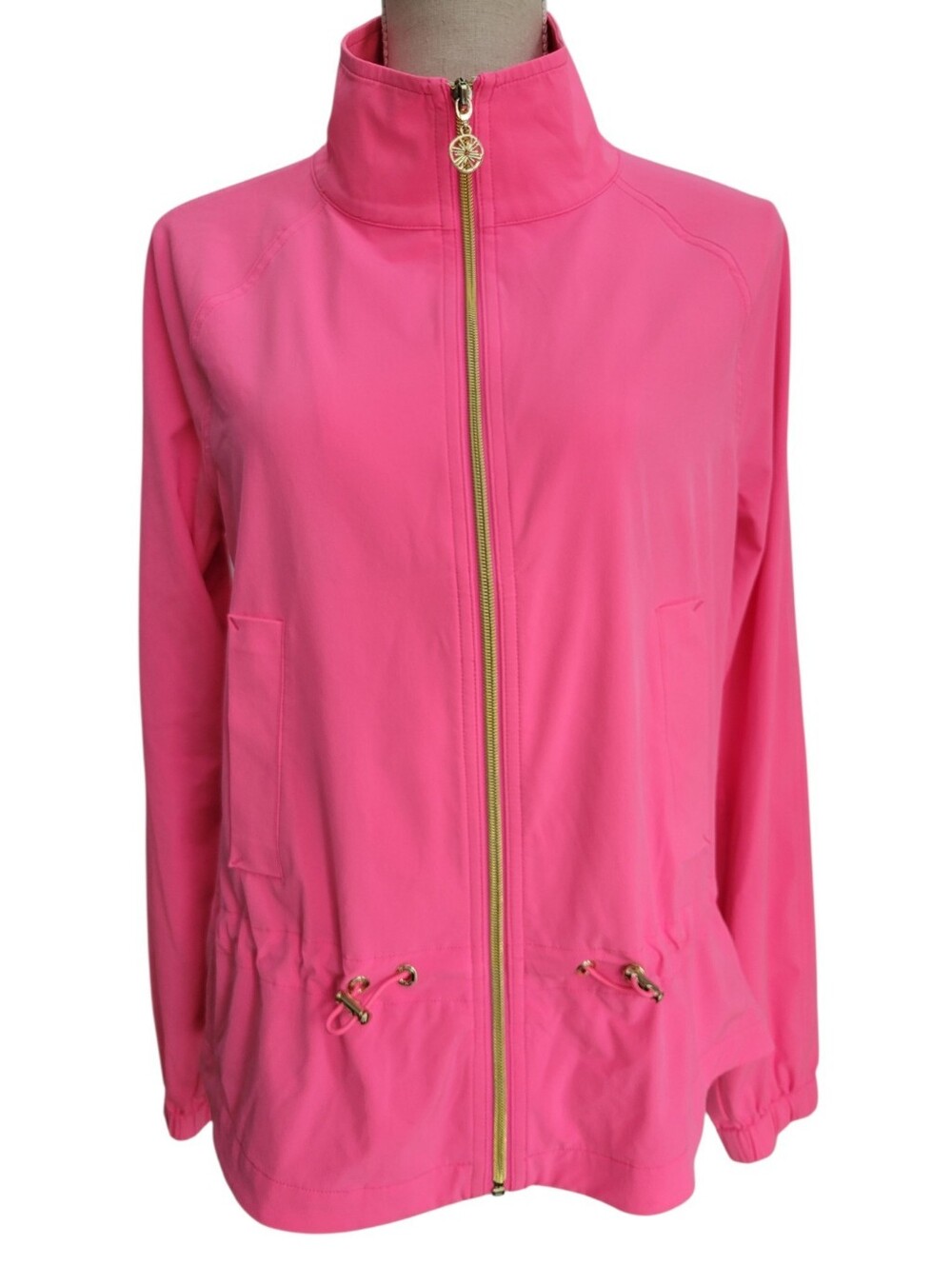 Lilly Pulitzer Luxletic Islanna Jacket Pink Gold Zip Size S Full Zip Activewear